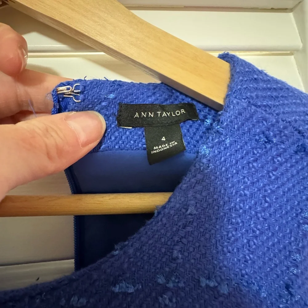 Ann Taylor Royal Blue Textured Midi Dress - Picture 2 of 4